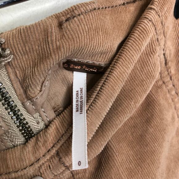 Free People Skirt Tan Corduroy Mini Seamed Front Detail Back Zip 0 - Picture 3 of 5